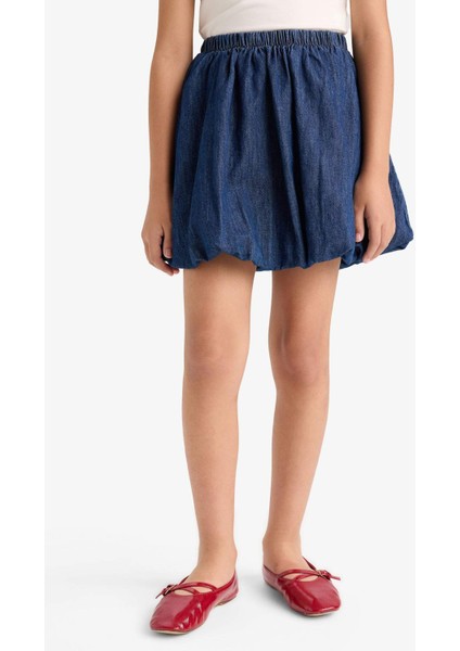 Kız Çocuk Beli Lastikli Balon Jean Etek G1229A825AU