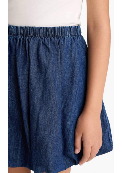 Kız Çocuk Beli Lastikli Balon Jean Etek G1229A825AU