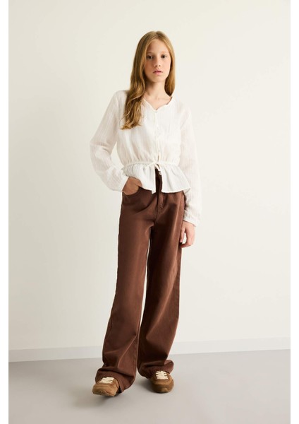 Kız Çocuk 90's Wide Leg Geniş Paça Gabardin Pantolon F5329A825AU