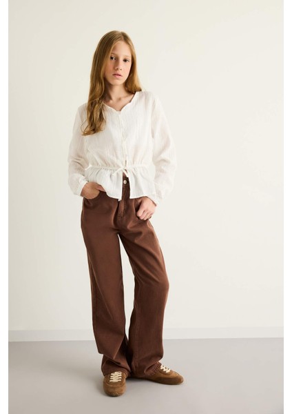 Kız Çocuk 90's Wide Leg Geniş Paça Gabardin Pantolon F5329A825AU fiyatları