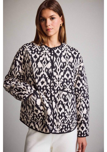 Regular Fit Çıtçıtlı Desenli İnce Mont E8626AX25AU