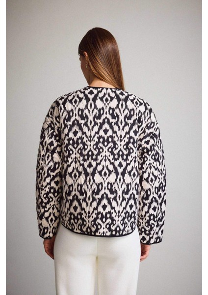 Regular Fit Çıtçıtlı Desenli İnce Mont E8626AX25AU