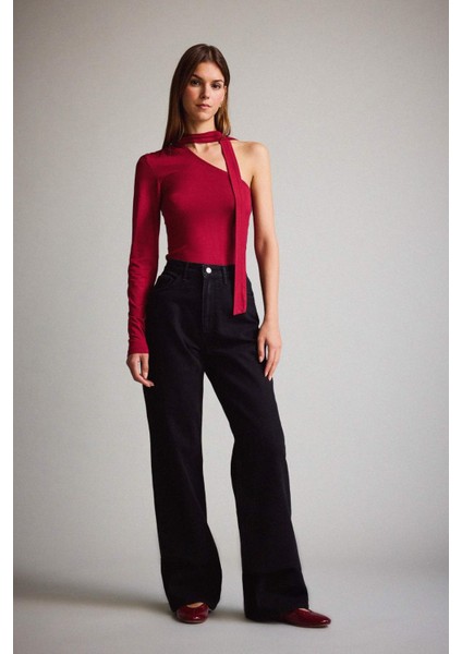 Straight Wide Yüksek Bel Uzun Jean Pantolon F5788AX25AU