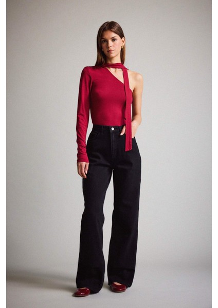 Straight Wide Yüksek Bel Uzun Jean Pantolon F5788AX25AU fiyatları