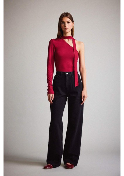 Straight Wide Yüksek Bel Uzun Jean Pantolon F5788AX25AU fırsatları