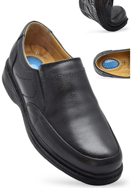 7878 Ortopedik Taban Siyah Deri Erkek Ayakkabı Mevsimlik