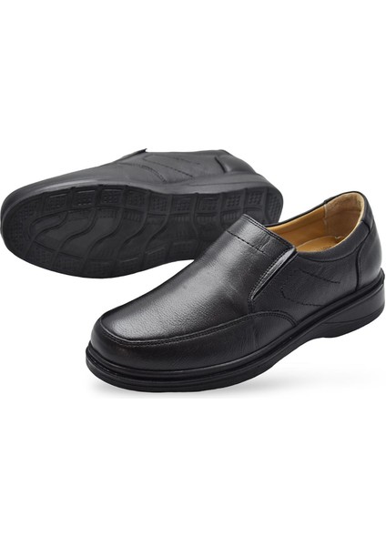 7878 Ortopedik Taban Siyah Deri Erkek Ayakkabı Mevsimlik