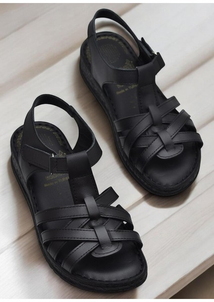 8152 Tam Ortopedik Hakiki Deri Kadın Sandalet Deri Sandalet Ivazn