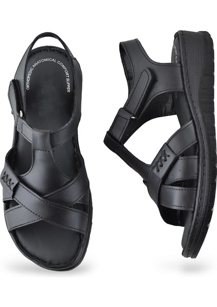 8149 Tam Ortopedik Deri Kadın Sandalet Deri Sandalet Ivazn