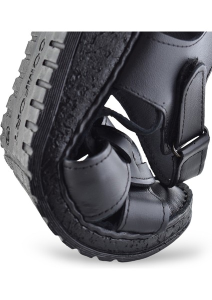 132 Tam Ortopedik Topuk Jelli Hakiki Deri Kadın Sandalet Deri Sandalet