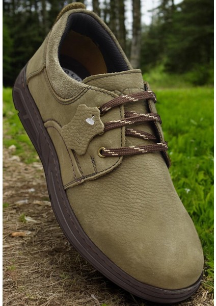 518-8 Ortopedik Taban Hakiki Deri Erkek Ayakkabı Casual Günlük Haki Erkek Ayakkabı