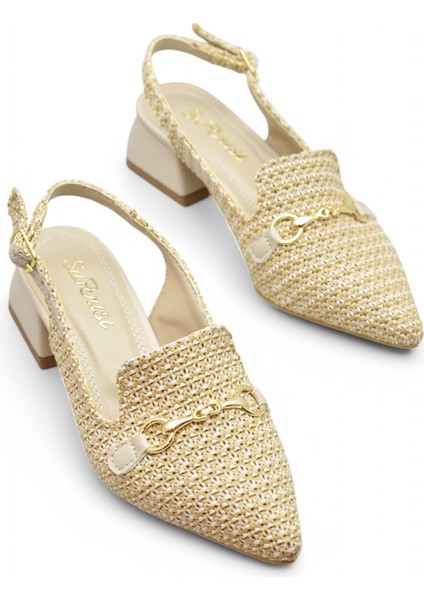 9828 Kadın Topuklu Ayakkabı 4 cm Kalın Topuk Abiye Düğün Nişan Kına Gecesi Ayakkabısı