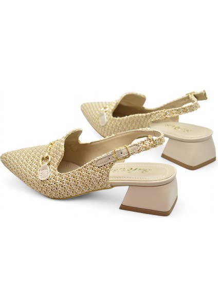 9828 Kadın Topuklu Ayakkabı 4 cm Kalın Topuk Abiye Düğün Nişan Kına Gecesi Ayakkabısı
