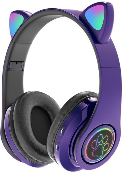 Yeni Kedi Kulaklı Bluetooth Kulaklık B39 Kedi Kulaklı Sevimli Kedi Kulaklı Kablosuz Kulaklık Led Yanıp Sönen Işık (Yurt Dışından)