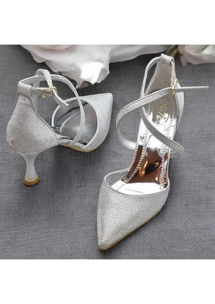 9825 Kadın Topuklu Ayakkabı 8 cm Abiye Düğün Nişan Kına Gecesi Ayakkabısı