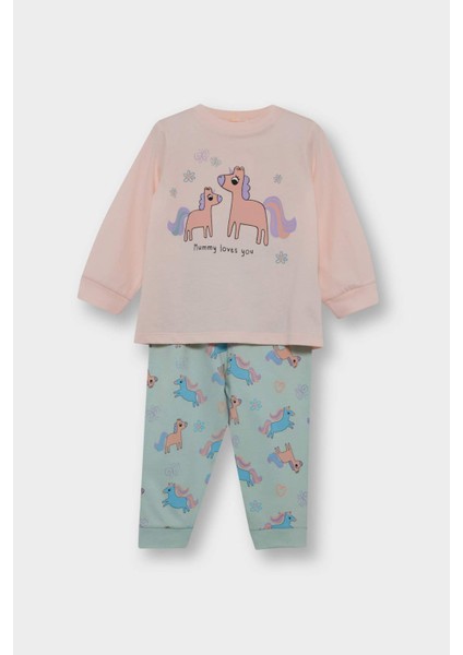 Kız Bebek 4'lü Pijama Takımı Unicorn Baskılı Uzun Kollu Penye Üst Uzun Alt F7201A525AU fiyatları