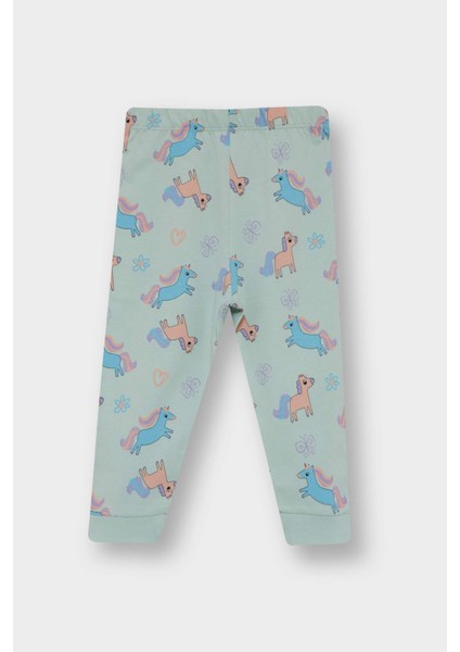 Kız Bebek 4'lü Pijama Takımı Unicorn Baskılı Uzun Kollu Penye Üst Uzun Alt F7201A525AU