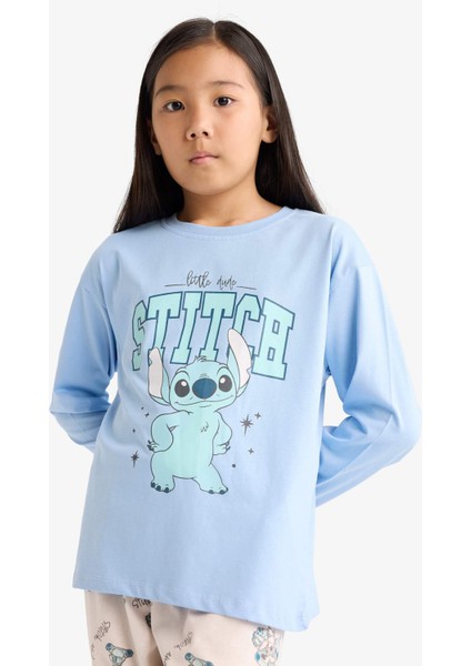 Kız Çocuk Disney Lilo & Stitch Pijama Takımı Uzun Kollu Üst Uzun Alt F7357A825AU fırsatları