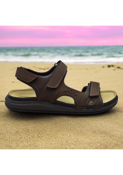 240105 Ortopedik Taban Erkek Sandalet Erkek Cırtlı Sandalet