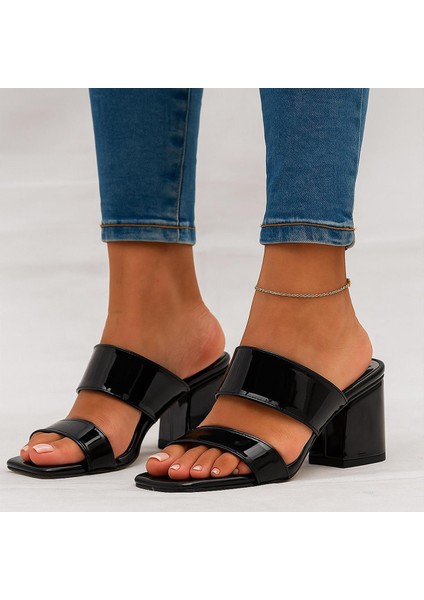 200PZ Düz Model 5cm Kadın Topuklu Terlik Ayakkabı Düğün Nişan Abiye