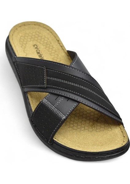 171202 Ortopedik Taban Erkek Terlik Erkek Cırtlı Terlik Sandalet