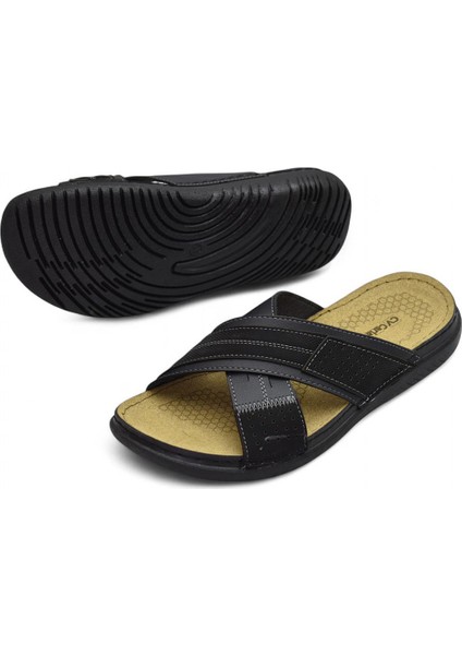 171202 Ortopedik Taban Erkek Terlik Erkek Cırtlı Terlik Sandalet