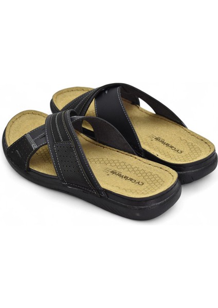 171202 Ortopedik Taban Erkek Terlik Erkek Cırtlı Terlik Sandalet
