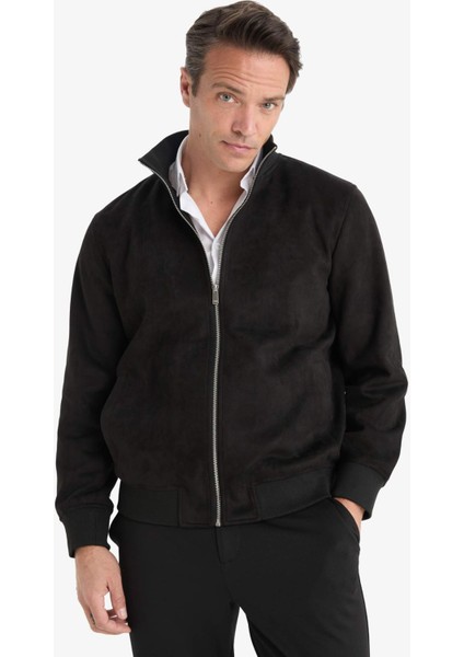 Slim Fit Dar Kesim Dik Yaka Astarlı Fermuarlı Cepli Süet Mevsimlik Baharlık Mont D1524AX25AU fırsatları