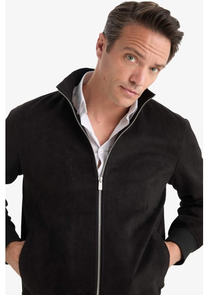 Slim Fit Dar Kesim Dik Yaka Astarlı Fermuarlı Cepli Süet Mevsimlik Baharlık Mont D1524AX25AU indirimleri