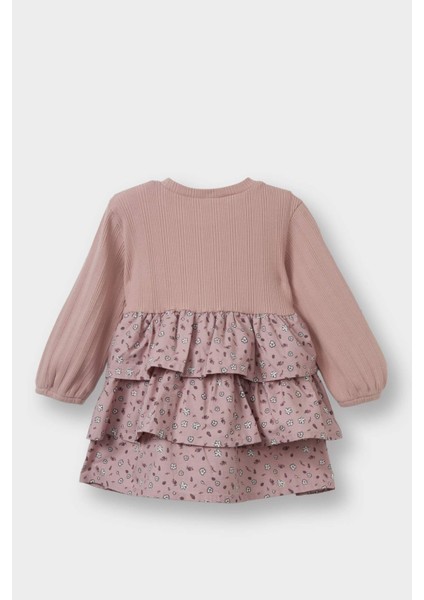 Kız Bebek Çiçekli Uzun Kollu Fitilli Kaşkorse Elbise G0373A525WN modelleri