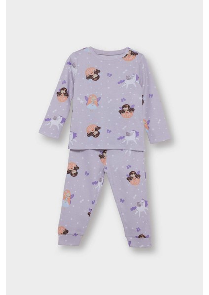 Kız Bebek Pijama Takımı Desenli Uzun Kollu Üst Uzun Alt F0636A525AU
