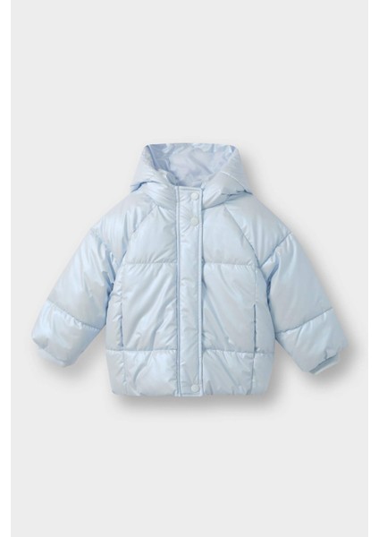 Kız Bebek Kapüşonlu Fermuarlı Çıtçıtlı Şişme Mont E7985A525AU