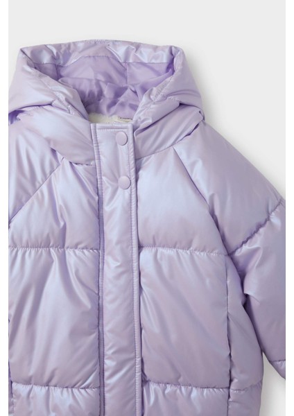Kız Bebek Kapüşonlu Fermuarlı Çıtçıtlı Şişme Mont E7985A525AU fiyatları