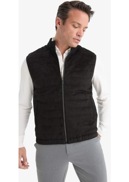 Slim Fit Dar Kesim Dik Yaka Astarlı Fermuarlı Cepli Mevsimlik Baharlık Süet Yelek F0246AX25AU modelleri