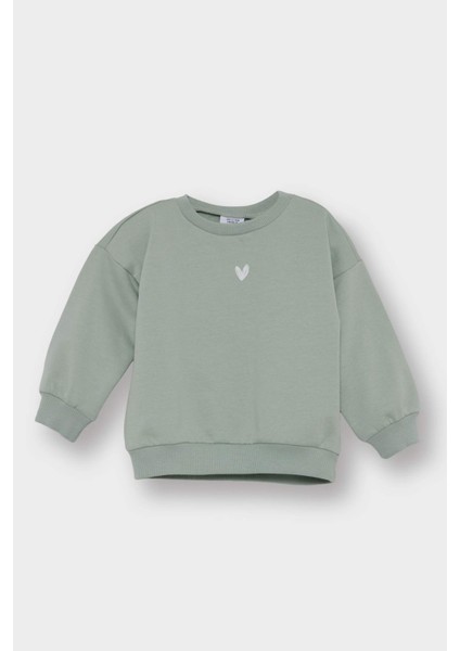 Kız Bebek Bisiklet Yaka İçi Yumuşak Tüylü Sweatshirt E8352A525AU