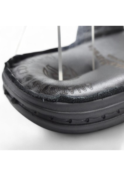 089 Puff Ortopedik Taban Günlük Hakiki Deri Erkek Terlik Erkek Kapalı Terlik