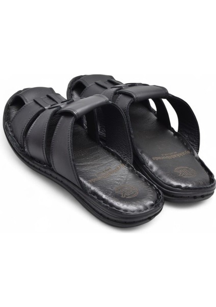 089 Puff Ortopedik Taban Günlük Hakiki Deri Erkek Terlik Erkek Kapalı Terlik