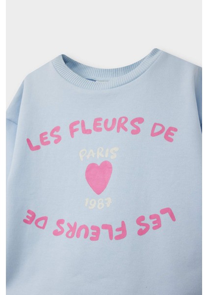 Kız Bebek 2'li Takım Baskılı İçi Yumuşak Tüylü Sweatshirt Eşofman Altı F0548A525WN modelleri