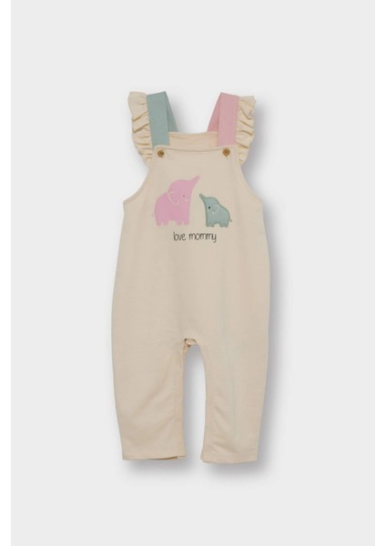 Kız Bebek 2'li Takım Dinozor Baskılı Uzun Kollu Tişört Salopet Tulum F2188A525AU fiyatları