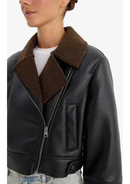 Regular Fit Suni Kürk Astarlı Mont E8541AX25WN