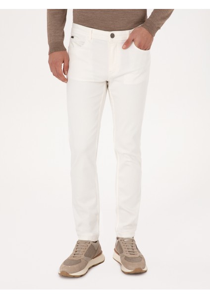 Erkek Beyaz Slim Fit Pamuk Liyosel Karışımlı Jean Pantolon 50317113-VR013 indirimleri