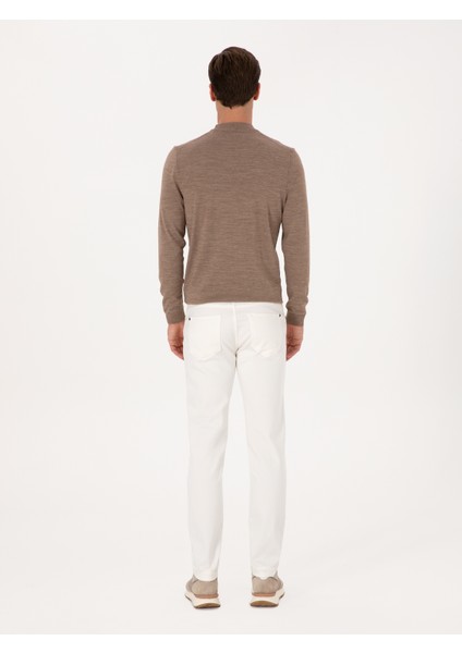 Erkek Beyaz Slim Fit Pamuk Liyosel Karışımlı Jean Pantolon 50317113-VR013