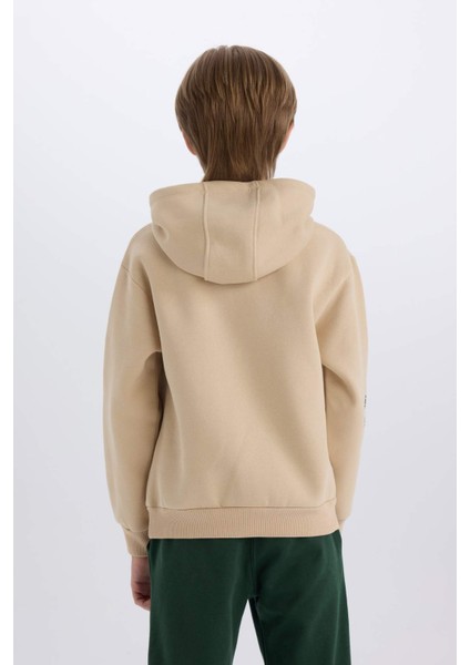 Erkek Çocuk 2'li Takım Kapüşonlu Baskılı Sweatshirt Eşofman Altı D4740A8NS