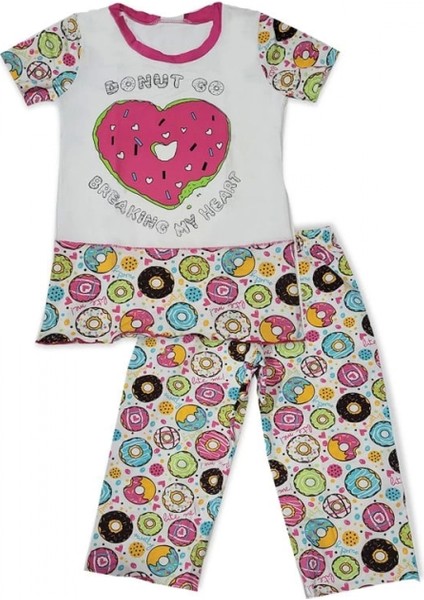 - Kız Çocuk Donut Desenli Renkli Pijama Takımı