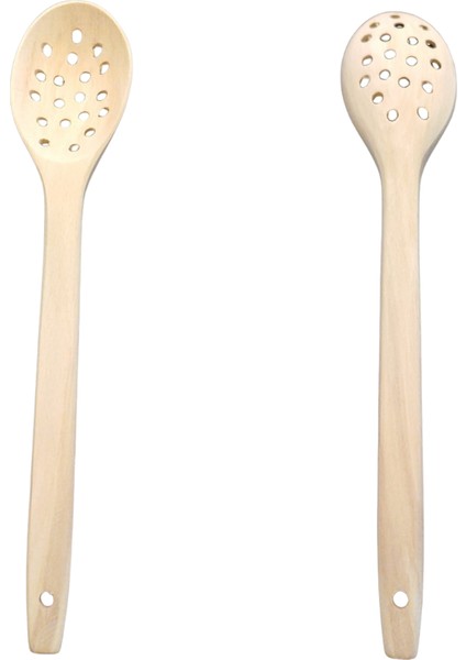 El Yapımı Gürgen Ağacından Delikli Kepçe