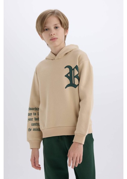 Erkek Çocuk 2'li Takım Kapüşonlu Baskılı Sweatshirt Eşofman Altı D4740A8NS modelleri