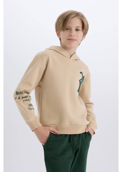 Erkek Çocuk 2'li Takım Kapüşonlu Baskılı Sweatshirt Eşofman Altı D4740A8NS fırsatları