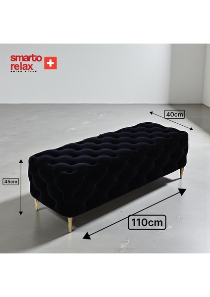 Puf Ascona Ayaklı Kapitoneli Dekoratif Düz 100x100x45 cm(Siyah) modelleri
