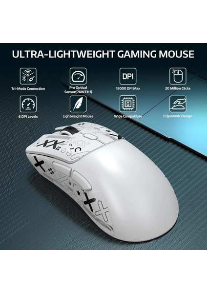 R1, PAW3311, 1000hz, 18.000DPI Ultra Hafif Oyuncu Mouse