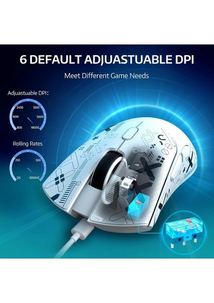 R1, PAW3311, 1000hz, 18.000DPI Ultra Hafif Oyuncu Mouse modelleri